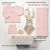 Bundle of Joy Pink Baby Gift Basket - flatlay with highlights