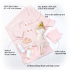 B83324 (Bundle of Joy Pink) - Baby Gift Basket - Flatlay with product highlights