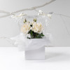 Audrey Faux Flower Arrangement - White Tamora Rose in a mirrored square vase - in a giftbox