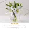 Jacinda -  faux flower arrangement of Casablanca Lilies in fishbowl vase - Review