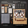 Willow Picnic Basket for 4 -  Flat Lay with Product Highlights