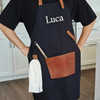 Man Wearing Embroidered Leather Apron - with spoon and towel