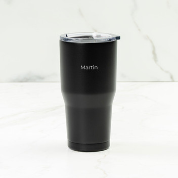 Customizable 20oz. Stainless Steel Travel Mug in Black - engraved with name