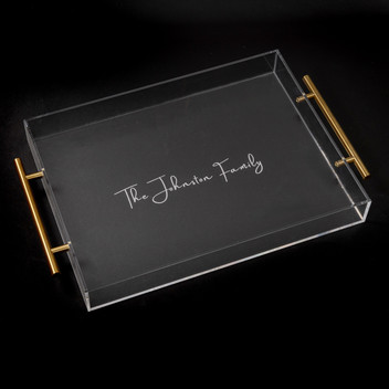 Acrylic Serving Tray with Metal Handles - Personalized