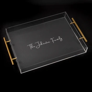 Acrylic Serving Tray with Metal Handles - Personalized