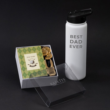 Tee time golf set and water bottle - lid open