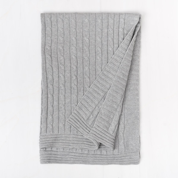 Jake and Jill Cable Knit Blanket (Grey) Gift Basket (7GGCableBlanket-G)