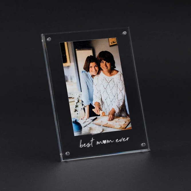 Acrylic Photo Frame with Mom and Daughter Picture Engraved with Best Mom Ever
