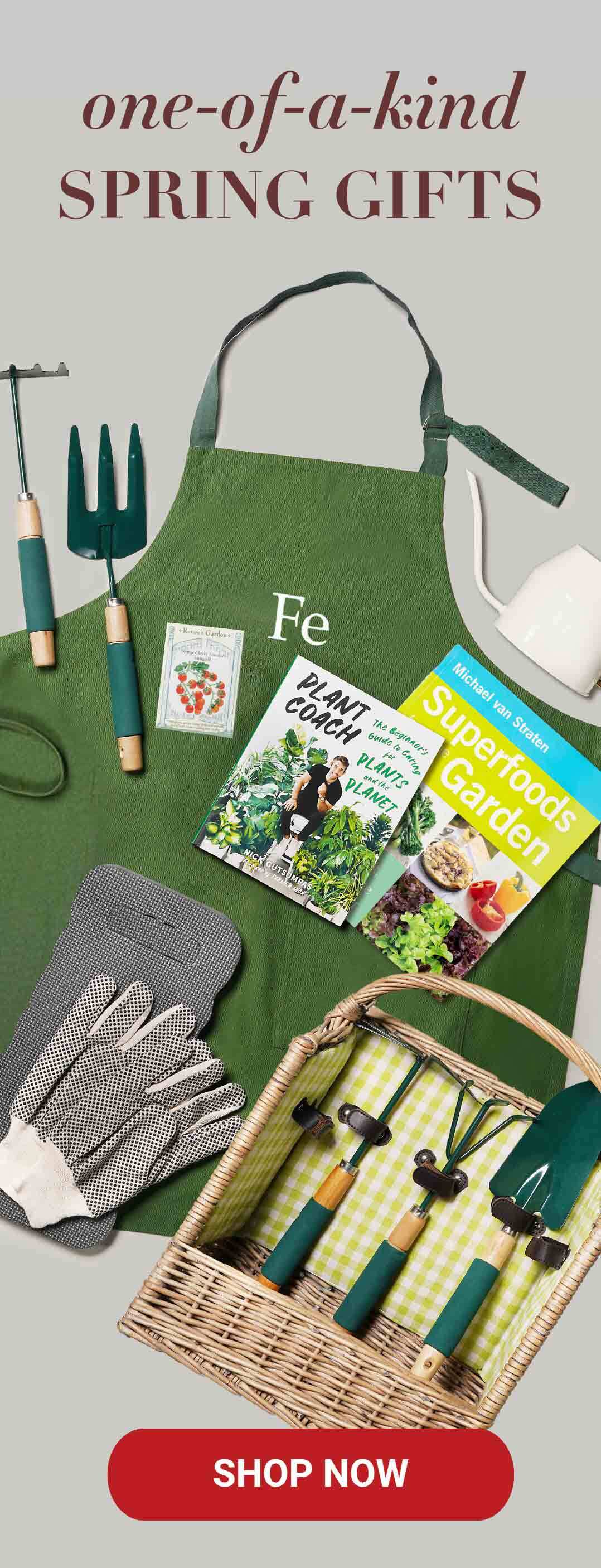 Gardening tools with a personalized apron