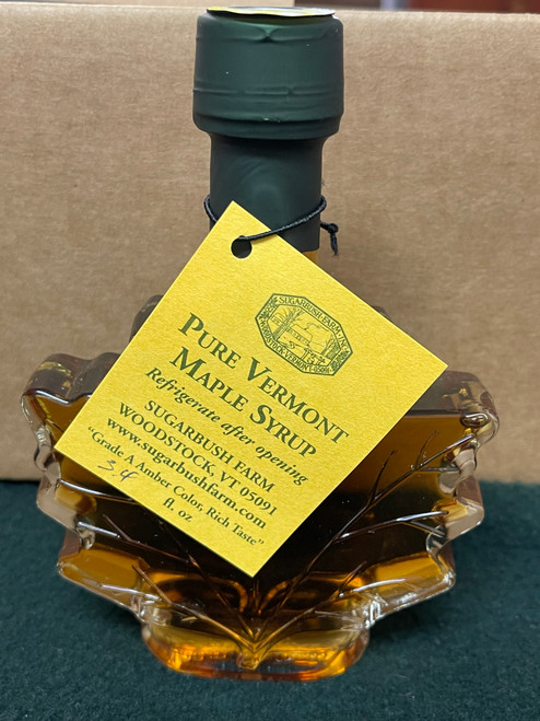 3.4oz Pure Vermont Maple Syrup "Leaf" Shaped Bottle 