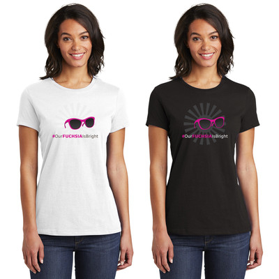 Ladies Sunburst #OurFuchsiaIsBright Crew Neck Tee Ladies Sunburst #OurFuchsiaIsBright Crew Neck Tee