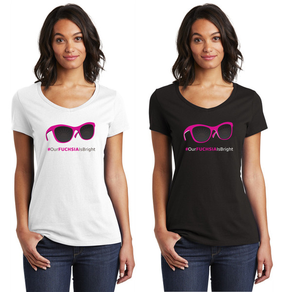 Ladies Reflection #OurFuchsiaIsBright V-Neck Tee