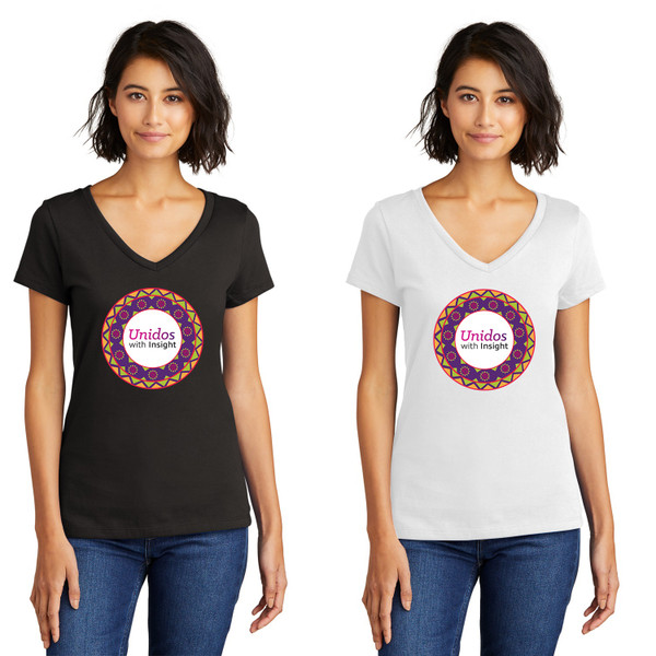 Ladies Unidos Round Border Design V-Neck Tee