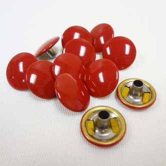 Red Enamel Snap Fastener Button Cap - 1/4" Stem