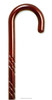 Rosewood Stained Wood Cane with Spiral Tourist Handle