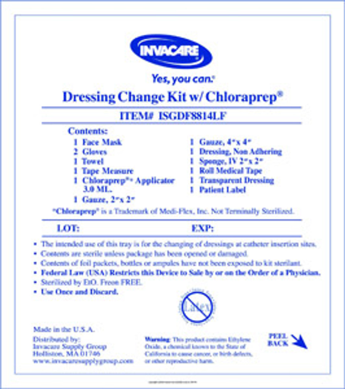 Central Line Dressing Change Kit with Chloraprep ISGDF8814LFCS