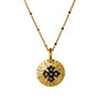 Gold Cross Pendant - Gold Chain Black Beads