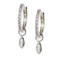 Silver Hoop Drop Tear Pattern Earrings