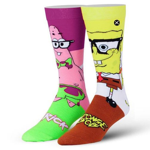 Odd Sox Men's Crew Socks - SpongeBob Nerd Pants