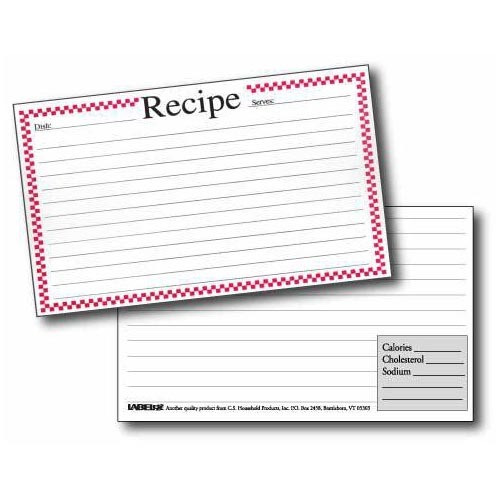 Labeleze Recipe Cards with Protective Covers 4 x 6 - Red Checks