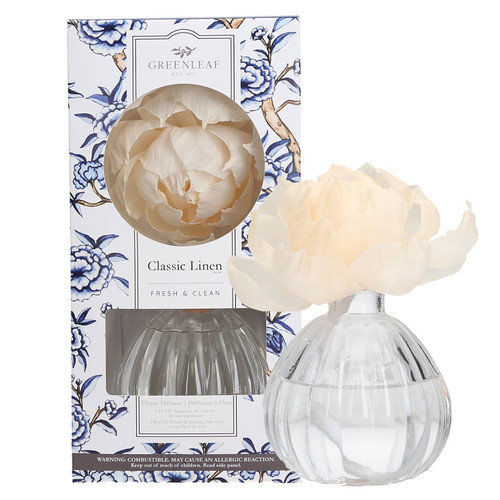 Greenleaf Gifts Flower Diffuser 8 Oz. NEW SHAPE - Classic Linen