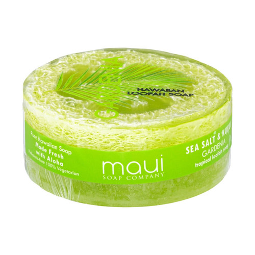 Maui Soap Company Sea Salt & Kukui Exfoliating Loofah Soap 4.75oz- Gardenia