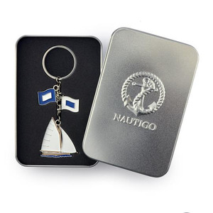 Keyring - 'Sail Away' Sailboats in Tin (6949)