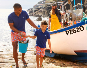Beach Shorts - Striped Orange Fish (Adult & Kids) (10111-10118) Beach Shorts - Striped Orange Fish (Adult & Kids) (10111-10118)