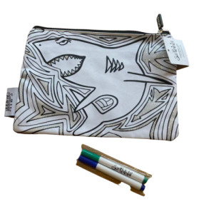 Scribbla Pencil Case and Fabric Pen Set, Shark Scribbla Pencil Case and Fabric Pen Set, Shark