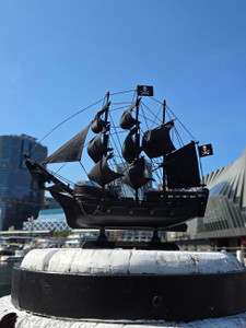 Black Buccaneer Pirate Ship - 33cm Wooden Model (6831)