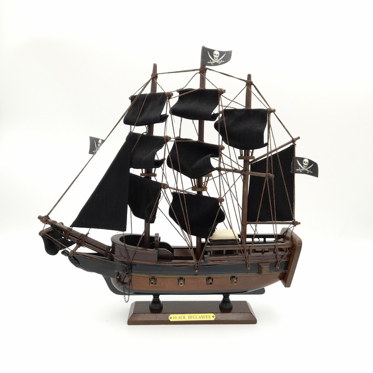 Black Buccaneer Pirate Ship - 33cm Wooden Model (6831) front