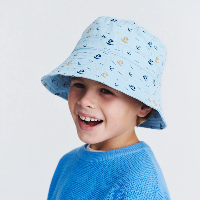 Blue Sail Boat Mario Bucket Hat (Kids - 52cm) (015447) Blue Sail Boat Mario Bucket Hat (Kids - 52cm) (015447)