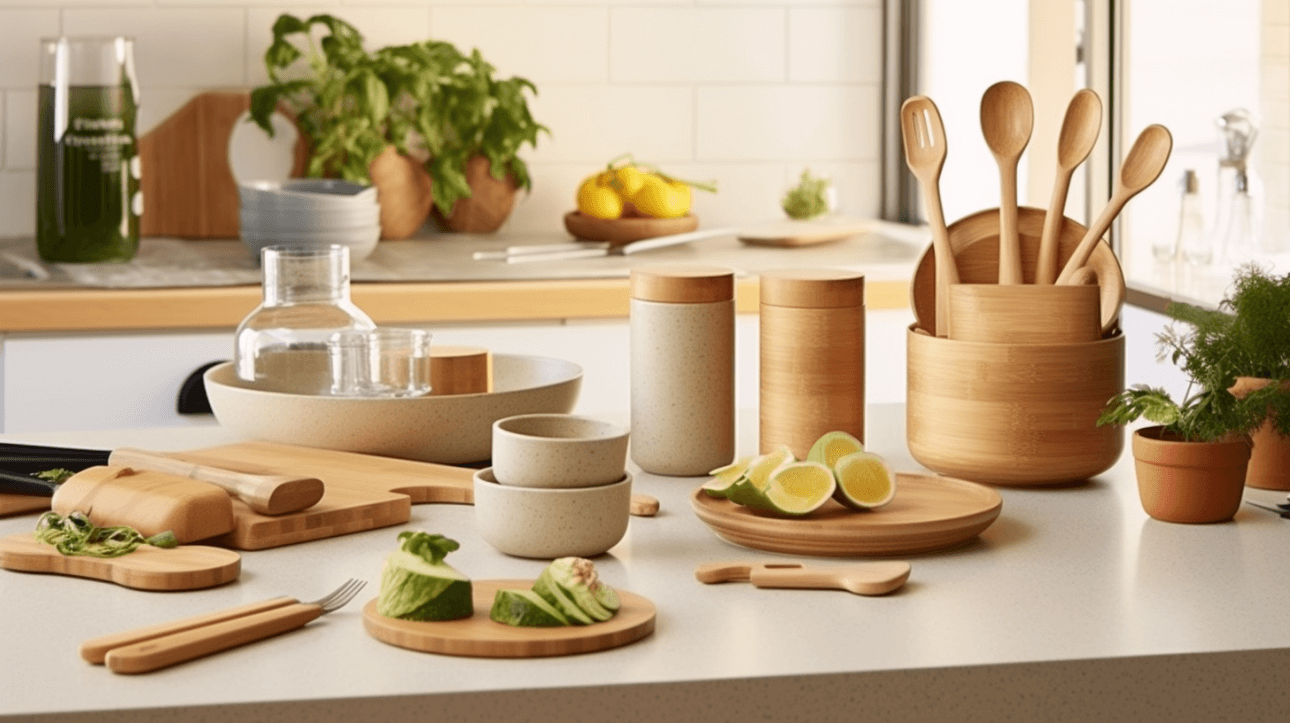 Beautiful cooking utensil set that is made of sustainable and