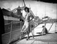 Greeting Card - Hera Roberts posing on the deck of HNLMS Java (7835)