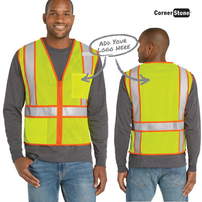 CornerStone® ANSI 107 Class 2 Mesh Zippered Two-Tone Vest