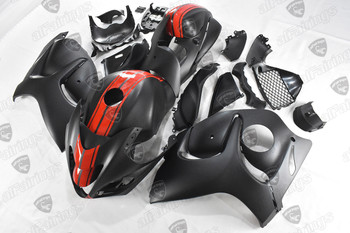 Suzuki Hayabusa GSX1300R matte black fairing red stripes