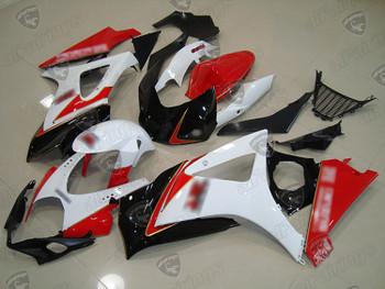 2007 2008 Suzuki GSXR1000 K7 K8 custom fairing white red and black.