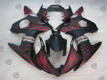 2003 2004 2005 Yamaha YZF R6 / 2006 2007 2008 2009 Yamaha YZF R6S matte black flame fairings