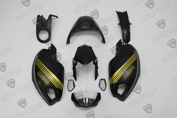 Ducati Monster 696 796 1100 matte black custom bodywork gold stripes