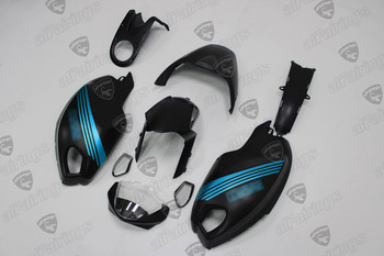 Ducati Monster 696 796 1100 matte black fairing blue stripes