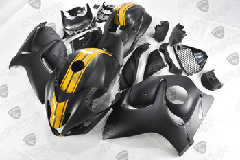 Suzuki Hayabusa GSX1300R matte black fairing yellow stripes