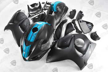 Suzuki Hayabusa GSX1300R matte black bodywork blue stripes