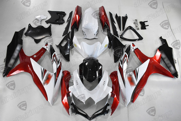 2008 2009 2010 gsxr 600/750 plastic kit white/red