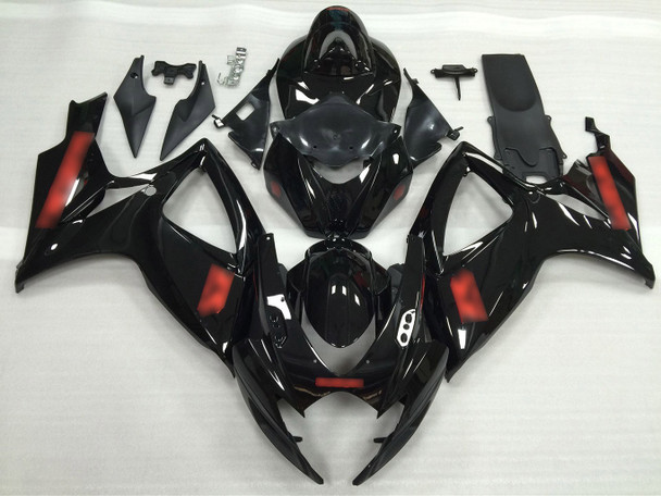 2006 2007 Suzuki GSXR 600/750 sparkle gloss black fairing kit