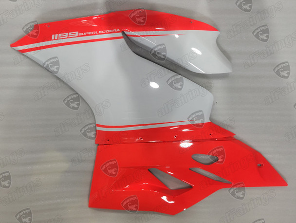 Ducati 899 1199 Panigale fluorescent red_pearl white plastic kit Ducati 899 1199 Panigale fluorescent red_pearl white plastic kit