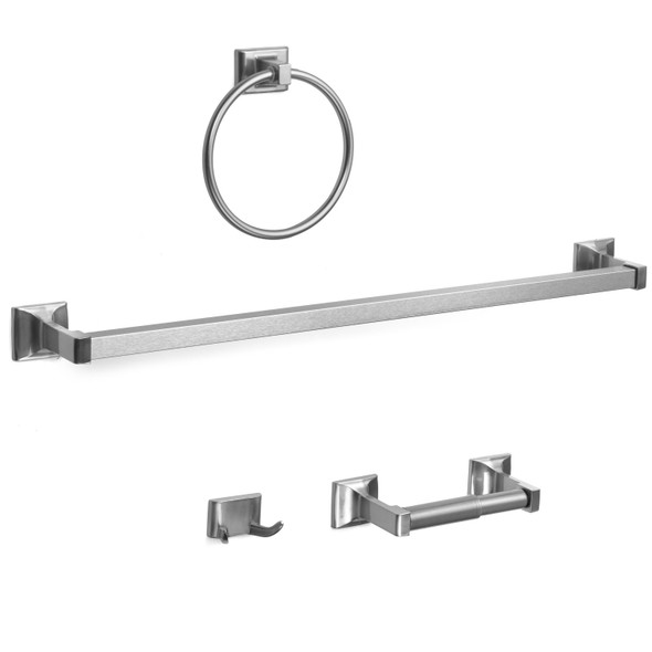 Designers Impressions Eclipse Series 4 Piece Satin Nickel Bathroom Hardware Set: MBA6200-4