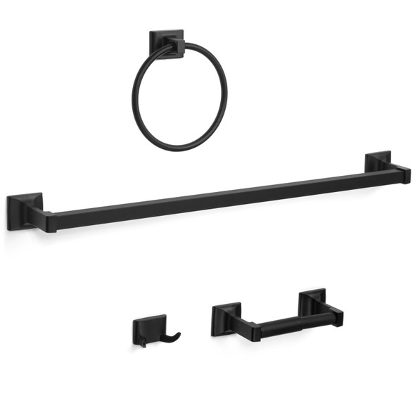 Designers Impressions Eclipse Series 4 Piece Black Bathroom Hardware Set: MBA2200-4