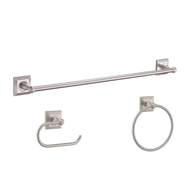 Designers Impressions Aurora Series 3 Piece Satin Nickel Bathroom Hardware Set: 49564