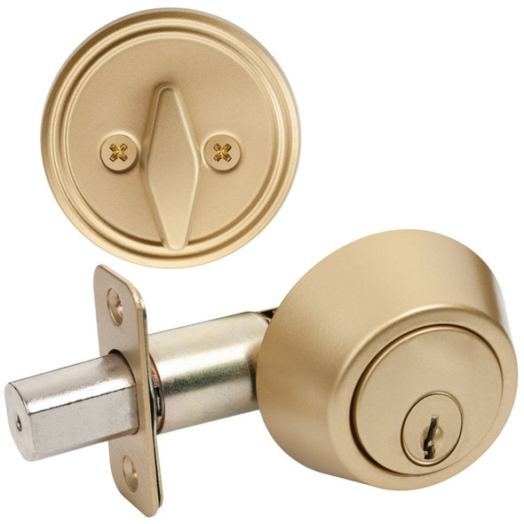 Designers Impressions Satin Brass Single Cylinder Deadbolt