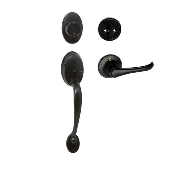Designers Impressions Frankfort Black Traditional Handleset with Rochester Interior: 55-8000/8844